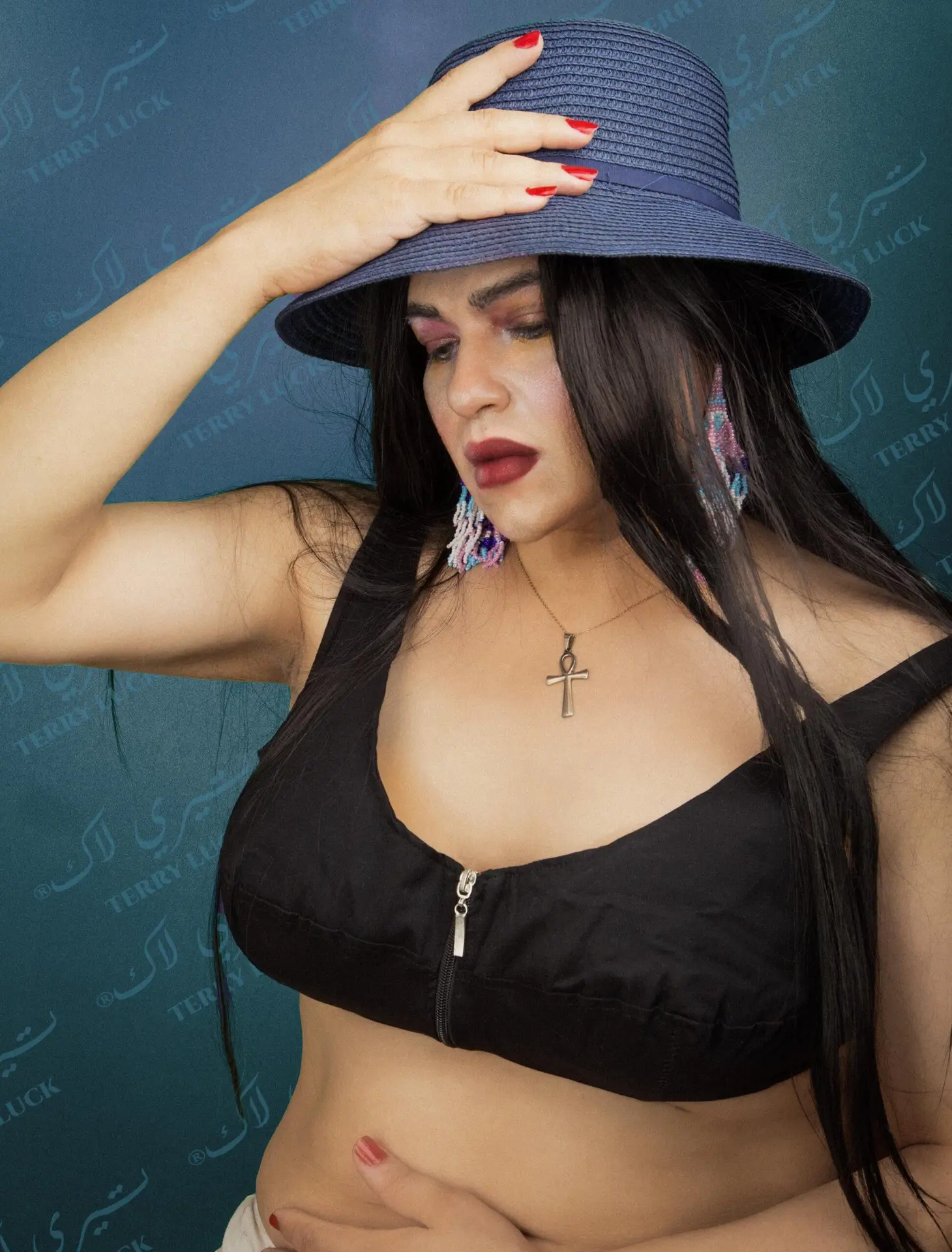 front open bra black